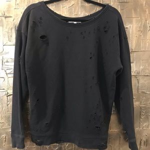 Express Distressed Crew Neck Sweatshirt XS